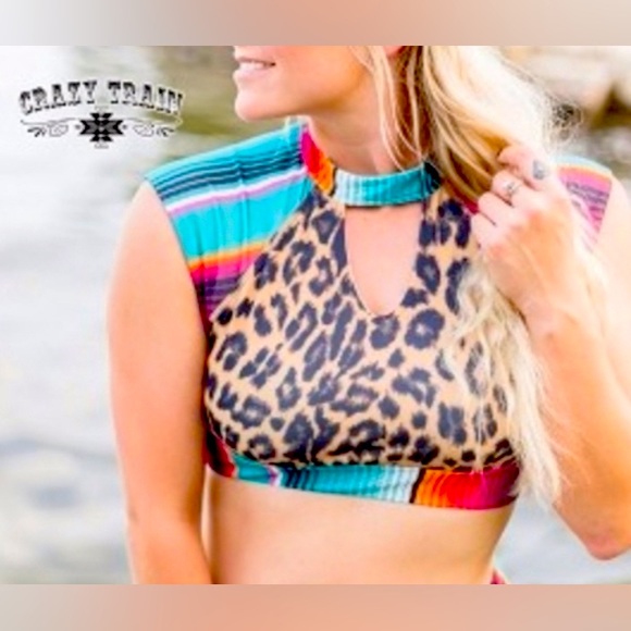 Crazy Train Limited Edition Swim or River Crop Top Size M - Picture 1 of 5